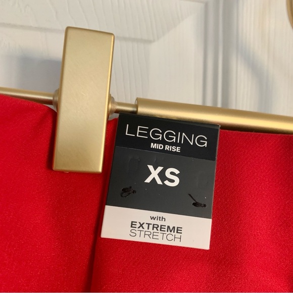 💋 EXPRESS Lipstick Red Pintuck Stretch Mid-rise Leggings Skinny Pants - Picture 9 of 12